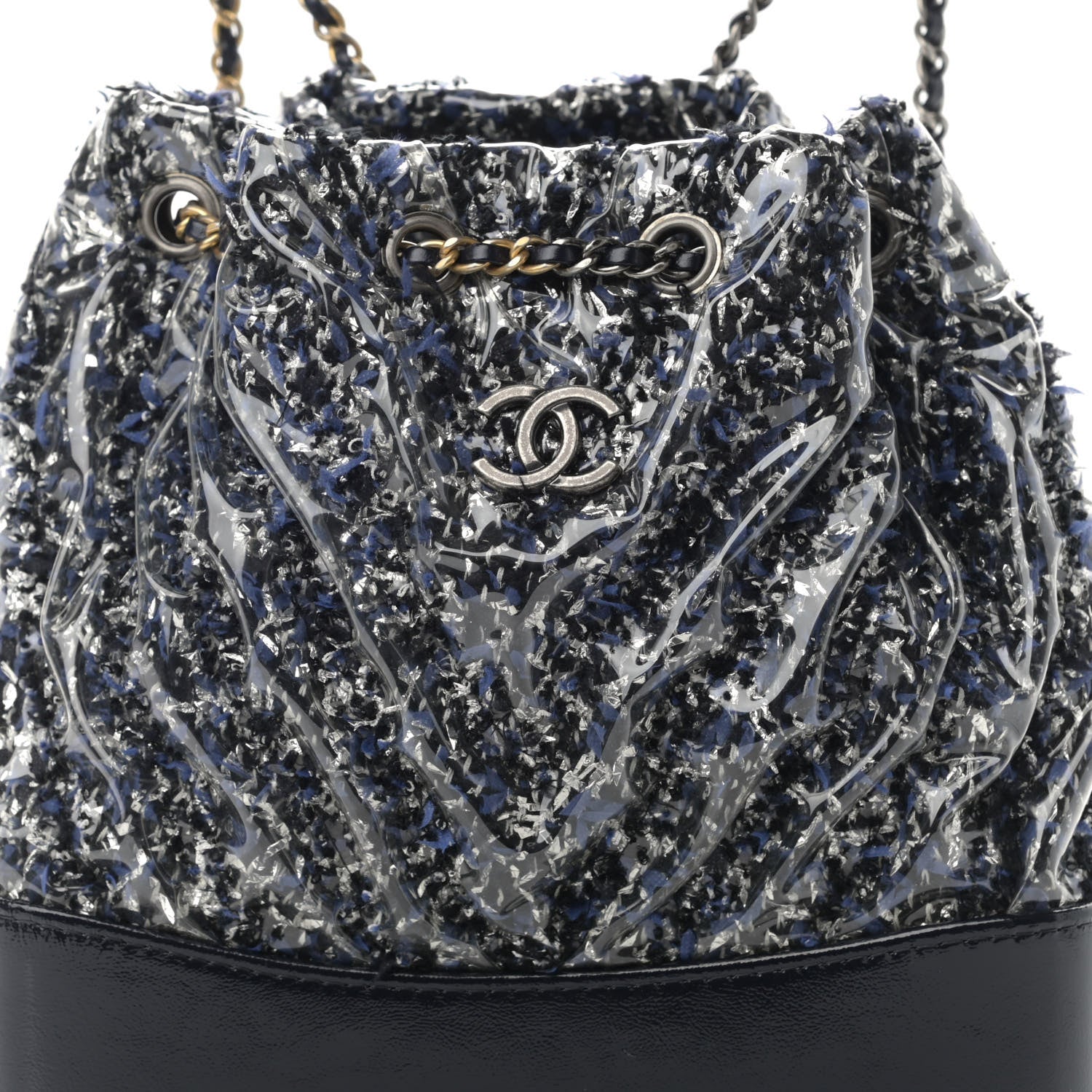 Chanel Tweed PVC Quilted Gabrielle Backpack Navy Black 8 of 11