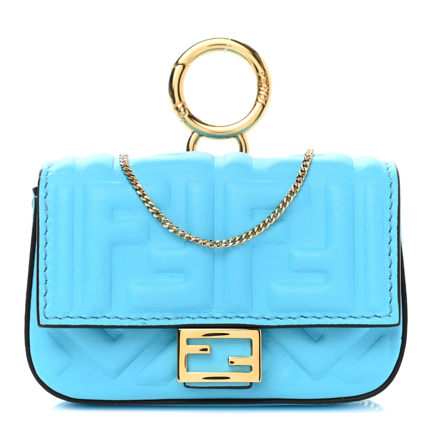 Nappa Matisse FF Embossed Nano Baguette Charm Pool