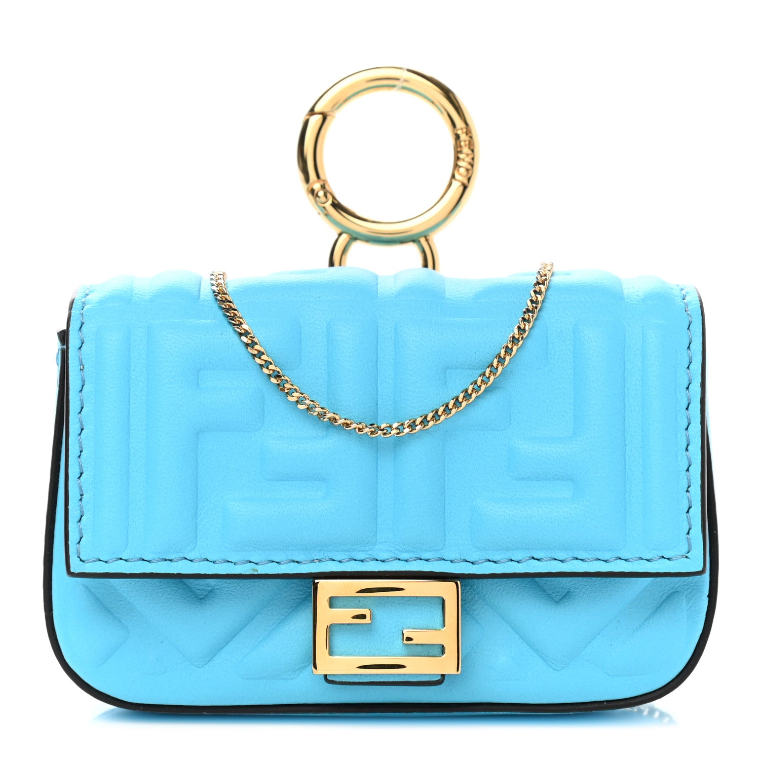 Fendi Nappa Matisse FF Embossed Nano Baguette Charm Pool 1 of 9