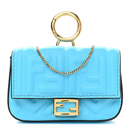 Fendi Nappa Matisse FF Embossed Nano Baguette Charm Pool 1 of 9