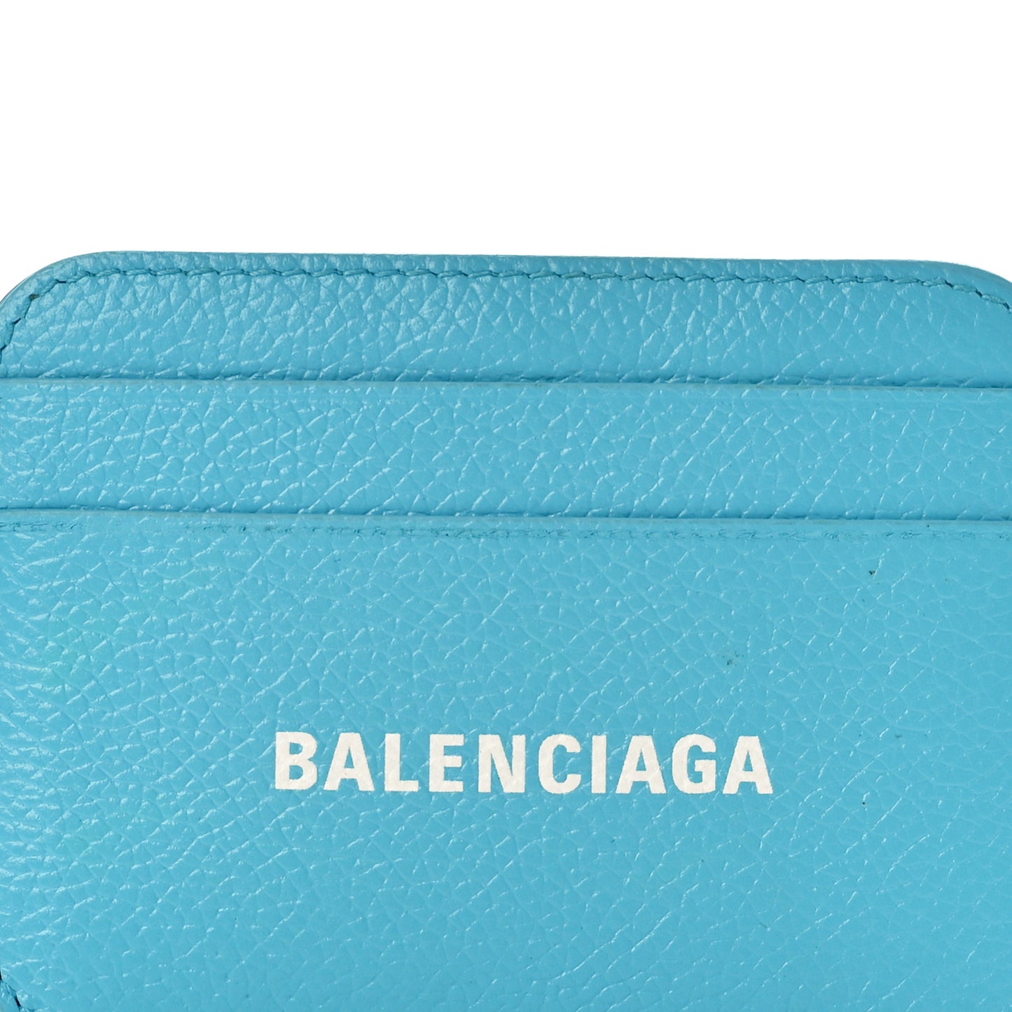 Grained Calfskin Logo Cash Rounded Card Holder Blue