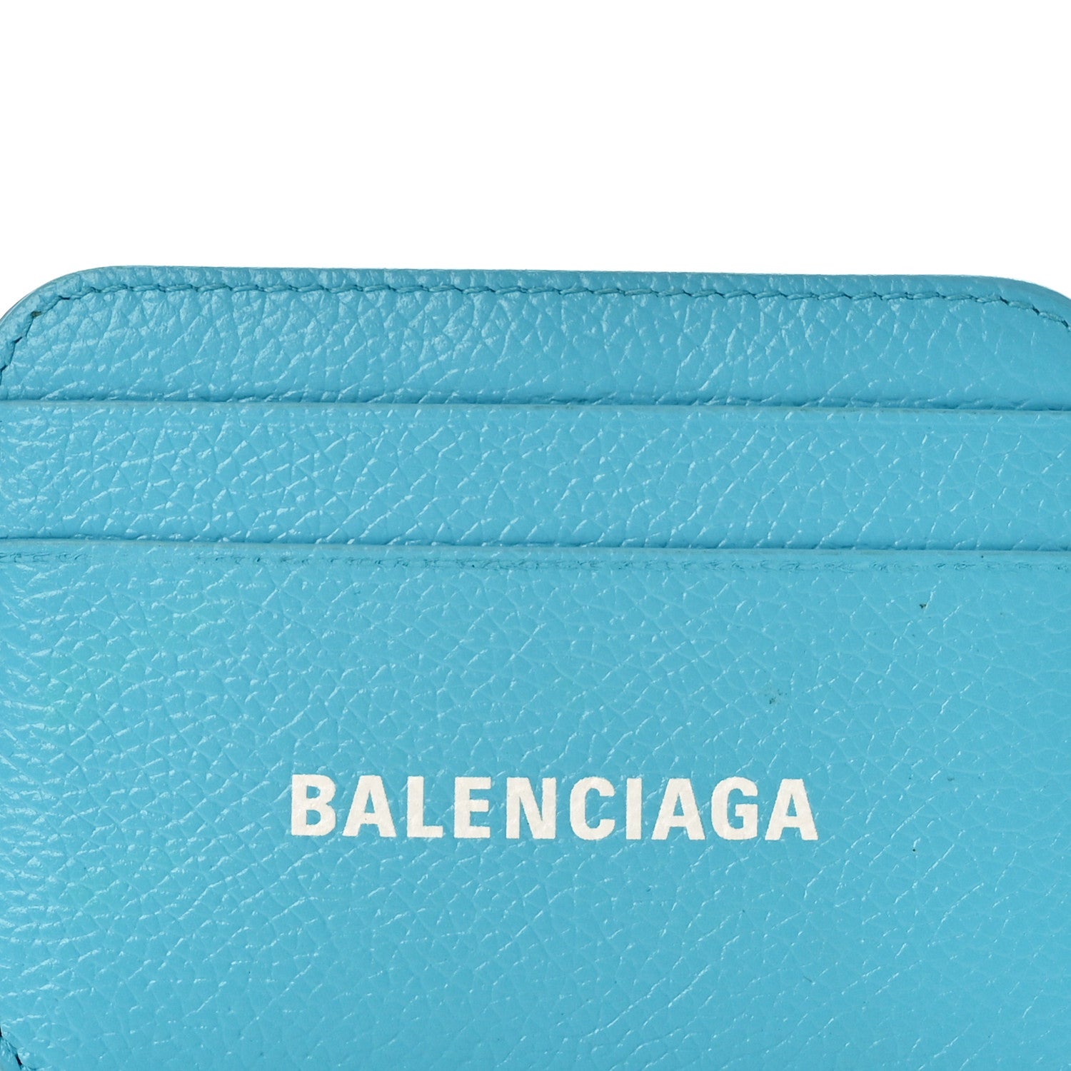 Balenciaga Grained Calfskin Logo Cash Rounded Card Holder Blue 8 of 8