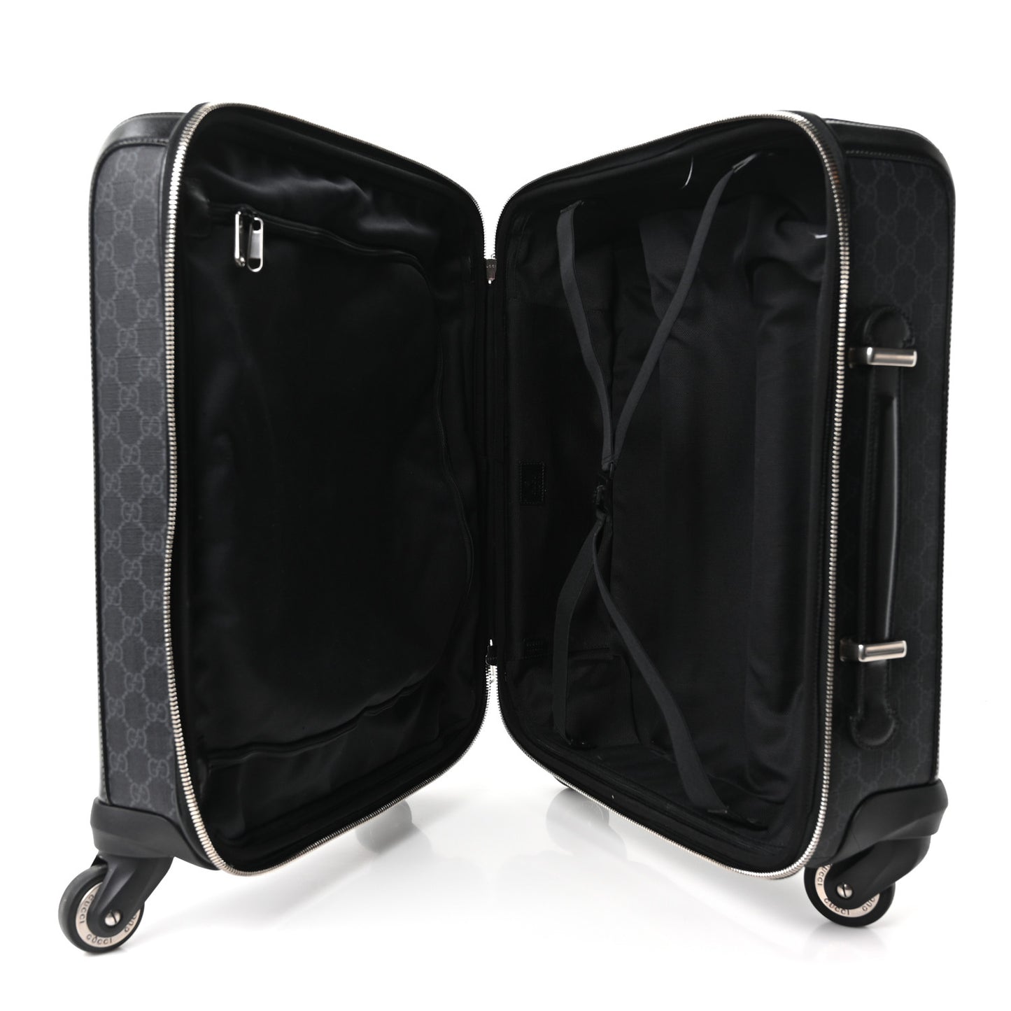 GG Supreme Monogram Four Wheel Suitcase Black Grey