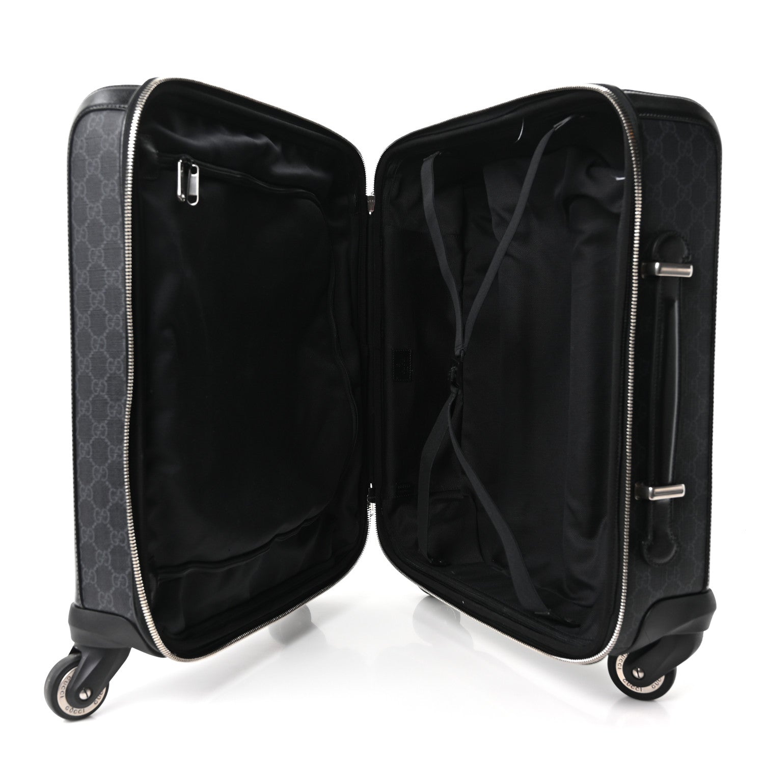 Gucci GG Supreme Monogram Four Wheel Suitcase Black Grey 4 of 9