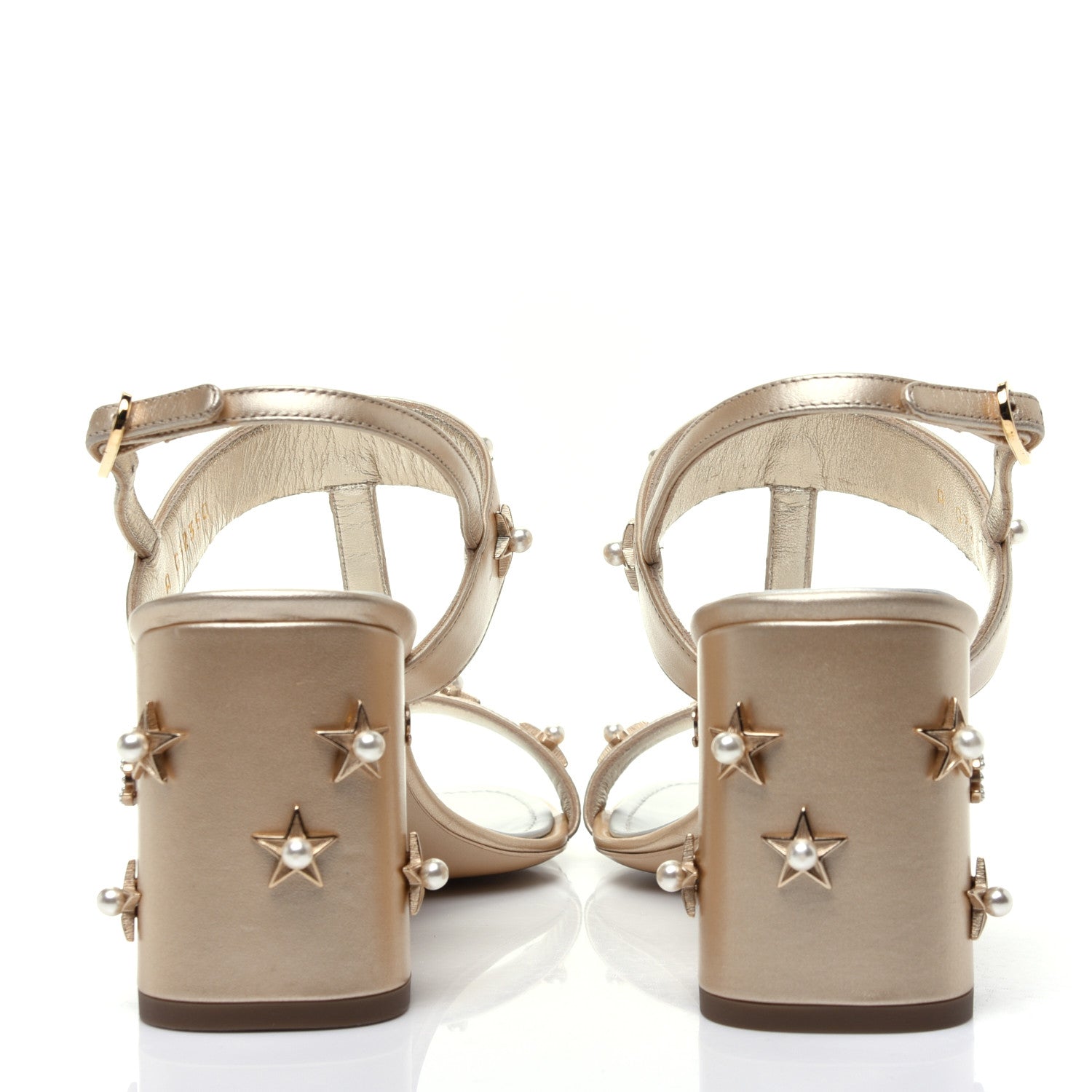 Chanel Iridescent Calfskin Pearl Stars Sandals 39 Light Gold 5 of 15