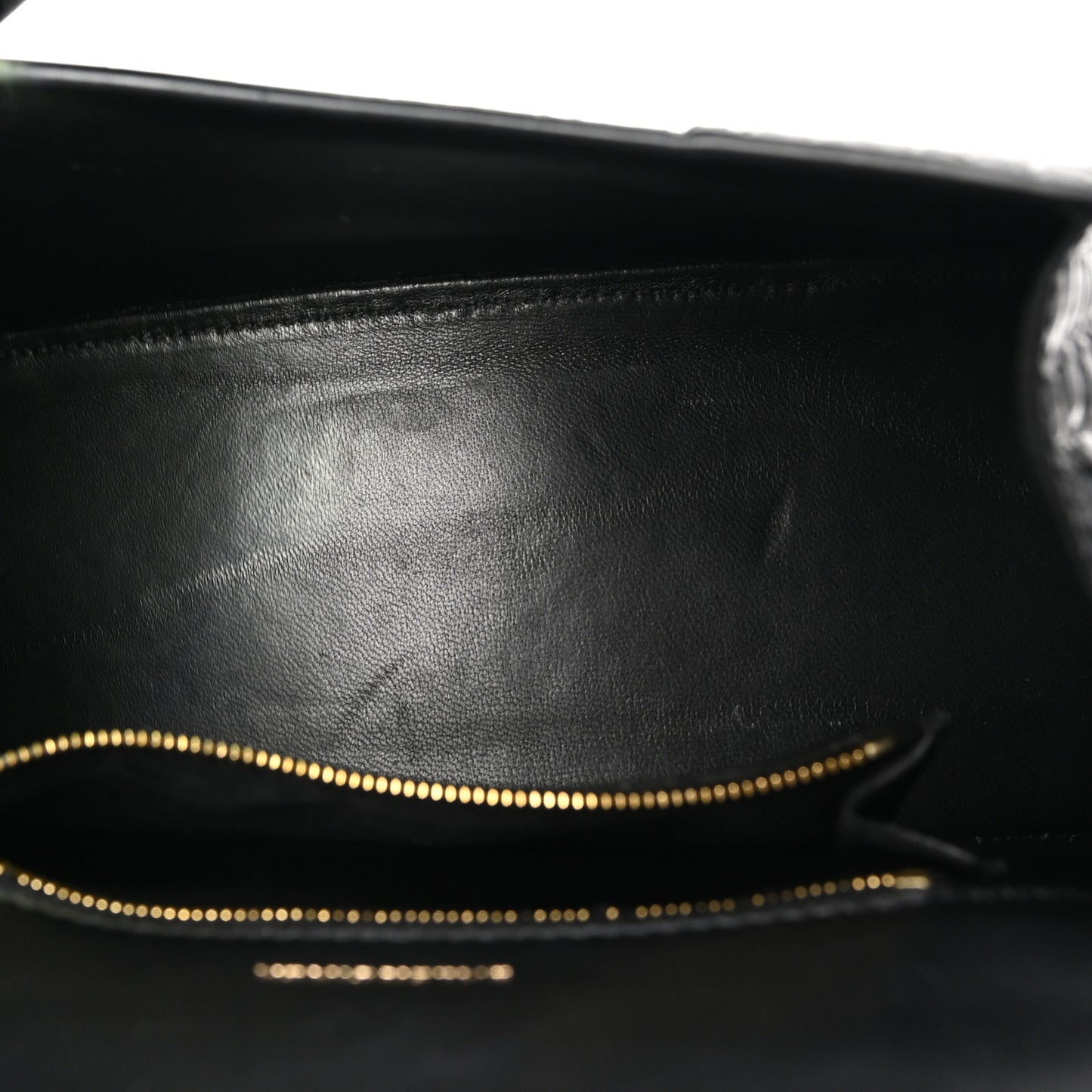 Shiny Calfskin Crocodile Embossed Small Hourglass Top Handle Bag Black
