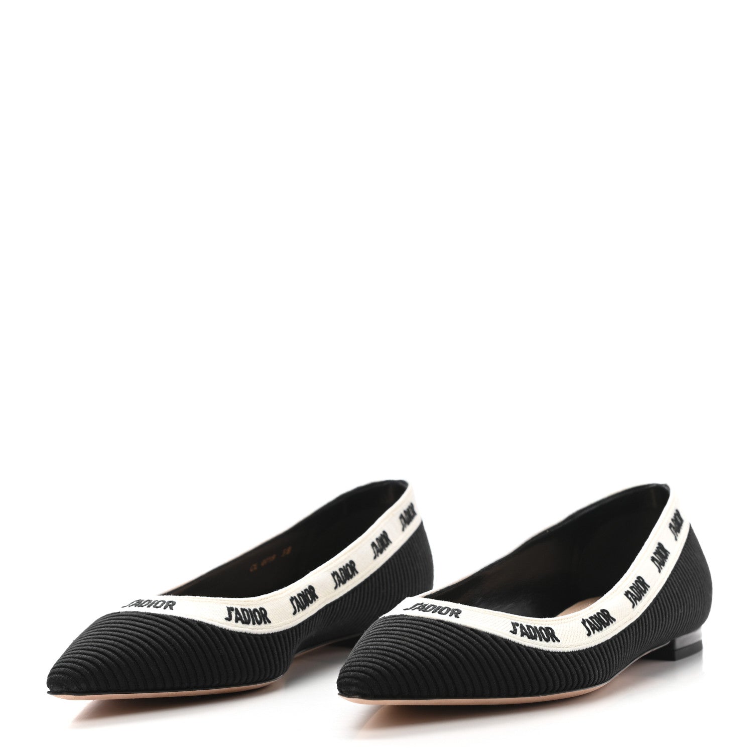 Christian Dior Fabric Ribbon Embroidered J'Adior Ballet Flats 38 Black 3 of 8