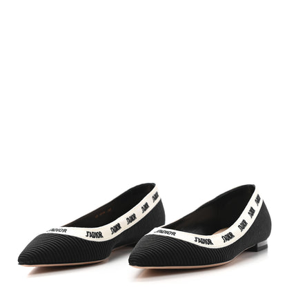 Christian Dior Fabric Ribbon Embroidered J'Adior Ballet Flats 38 Black 3 of 8