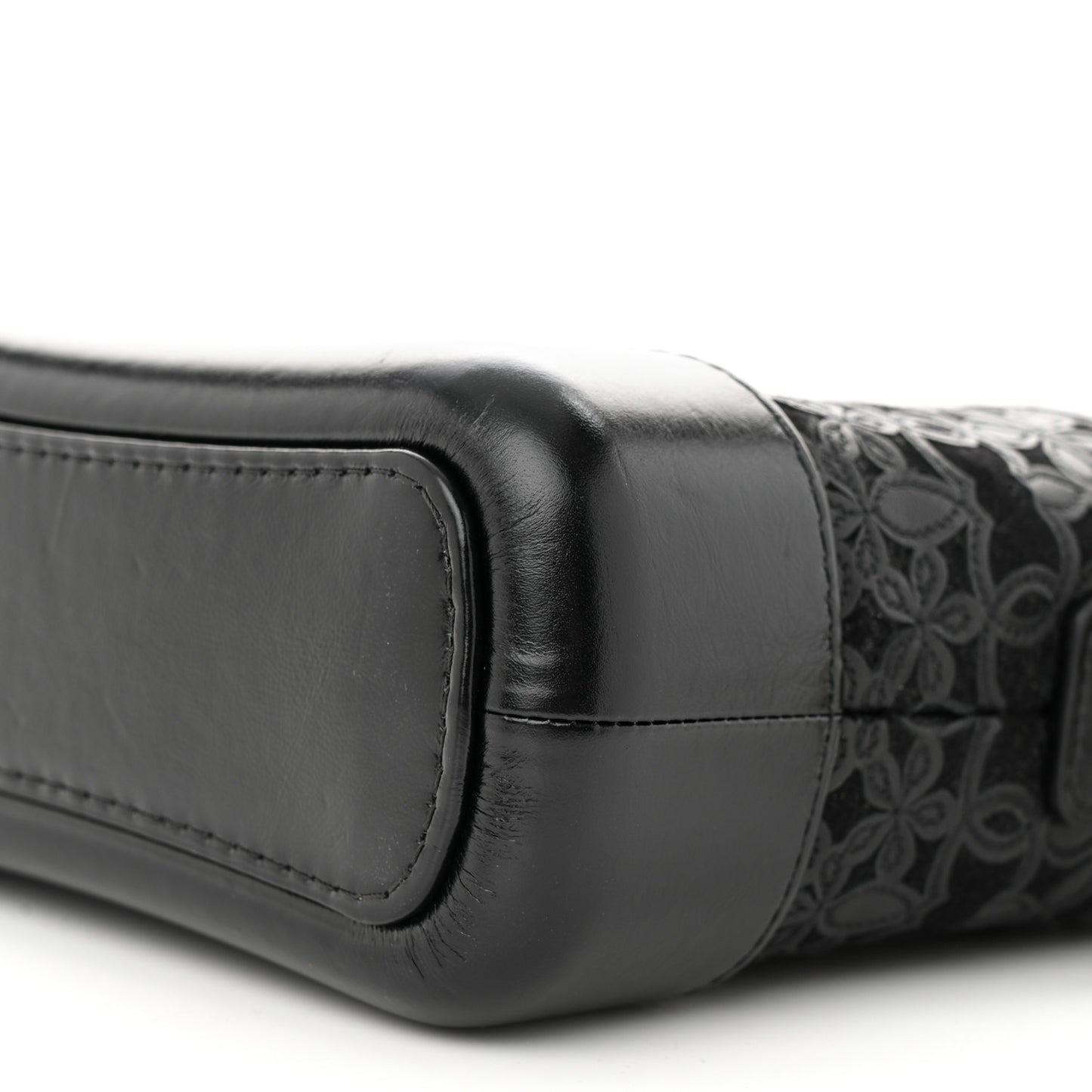 Calfskin Wool Felt Embossed Small Gabrielle Logo Hobo Black