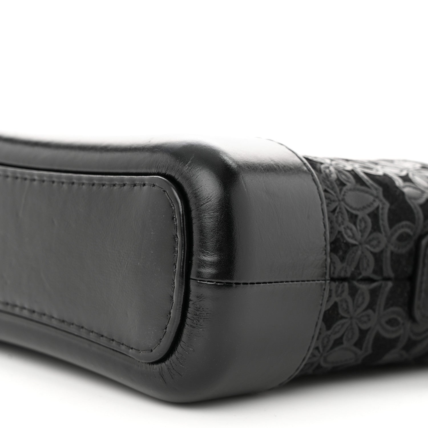 Chanel Calfskin Wool Felt Embossed Small Gabrielle Logo Hobo Black 10 of 10