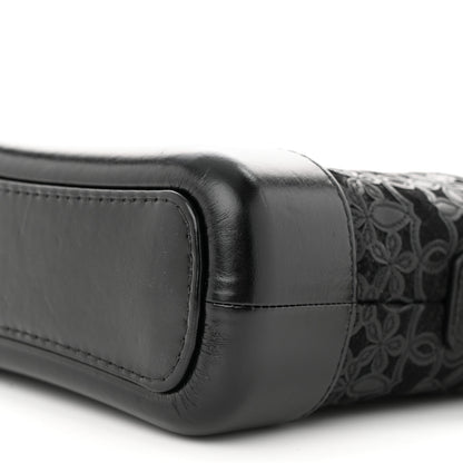 Chanel Calfskin Wool Felt Embossed Small Gabrielle Logo Hobo Black 10 of 10