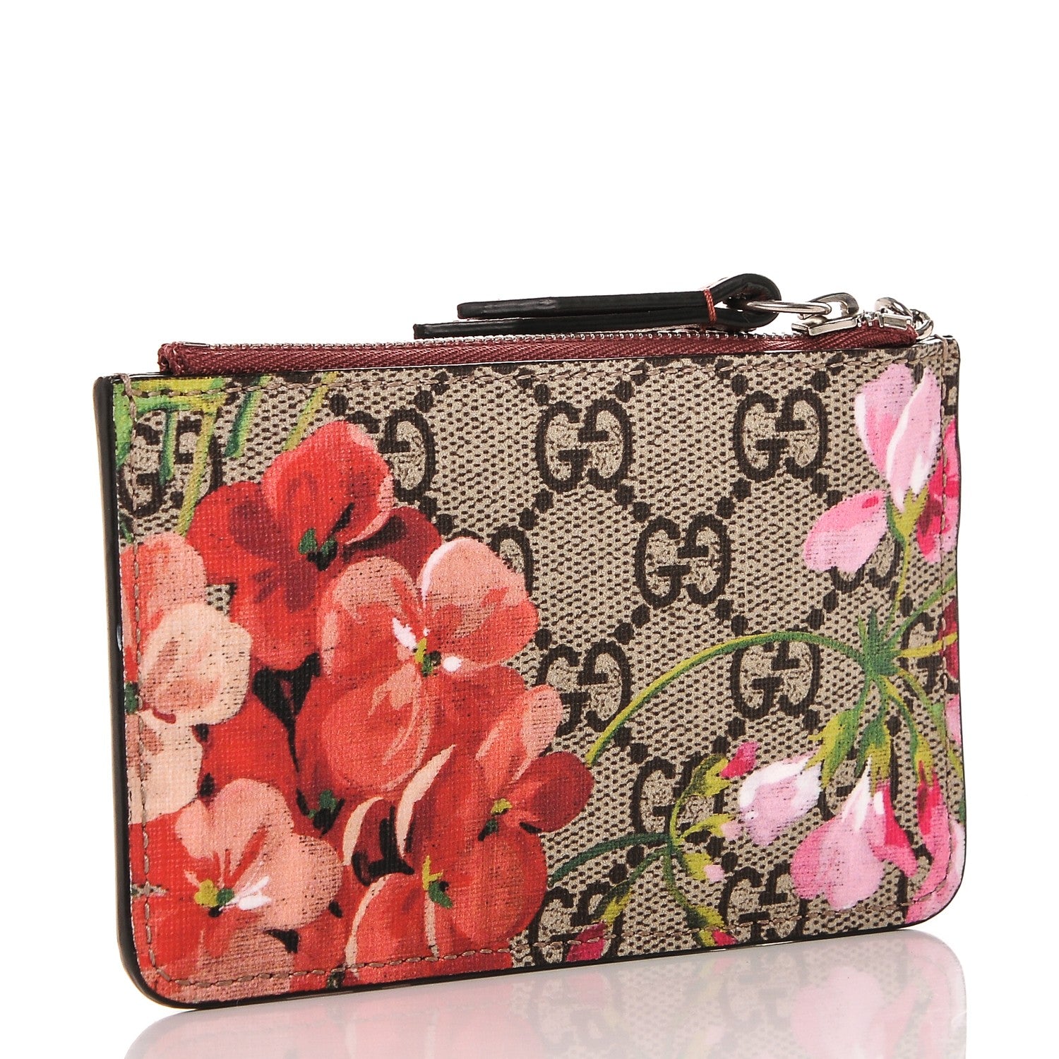 Gucci GG Supreme Monogram Blooms Key Ring Coin Case Beige Multicolor Dry Rose 3 of 6