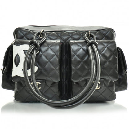 Chanel Calfskin Quilted Large Cambon Multipocket Reporter Black White 1 of 13