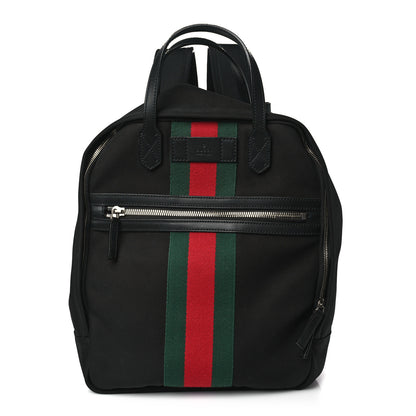 Gucci Techno Canvas Appia Calfskin Web Tote Backpack Black 1 of 10