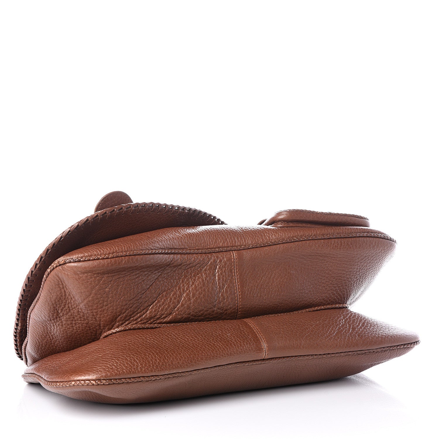 Christian Dior Calfskin Braided Gaucho Double Saddle Bag Brown 3 of 15