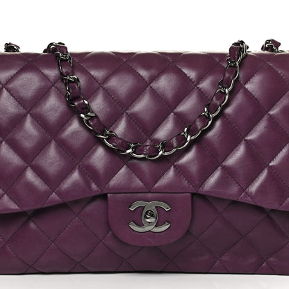 Chanel Lambskin Quilted Jumbo Single Flap Purple 8 of 10