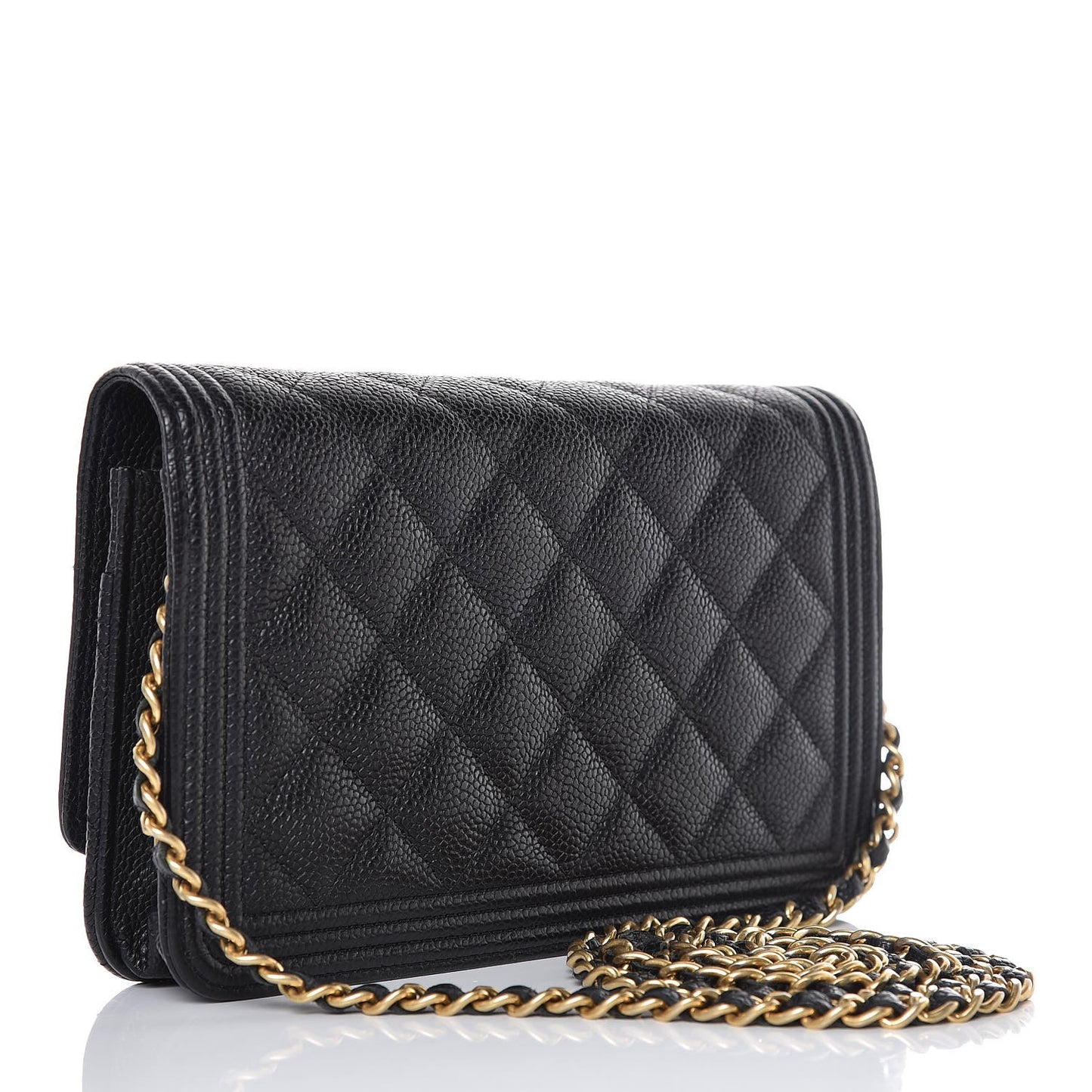 Caviar Quilted Boy Wallet On Chain WOC Black