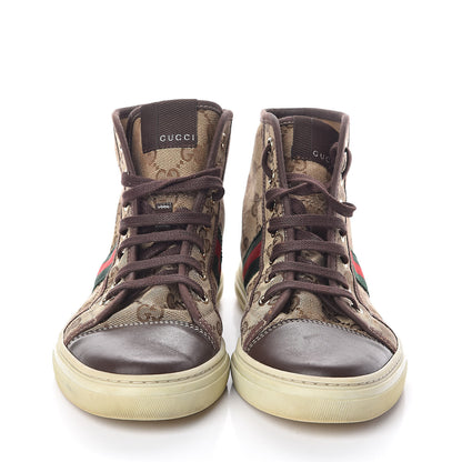 Gucci GG Monogram Web Womens High Top Sneakers 39 Brown 2 of 7