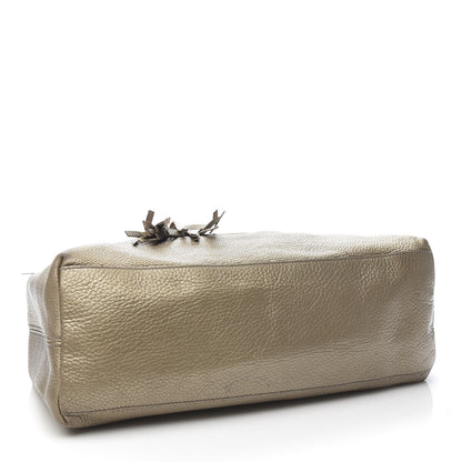 Gucci Metallic Pebbled Calfskin Medium Soho Chain Shoulder Bag Golden Beige 5 of 17