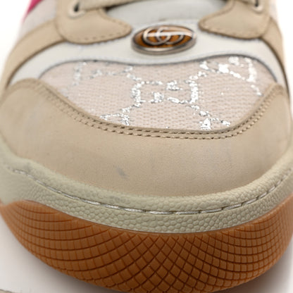 Gucci Lame GG Monogram Nubuck Web Screener Sneakers Gardenia Silver Dusty 40 Milk White 10 of 10