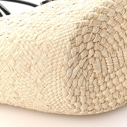 Loewe Calfskin Raffia Paulas Ibiza Small Anagram Basket Tote Bag Natural Black 9 of 12