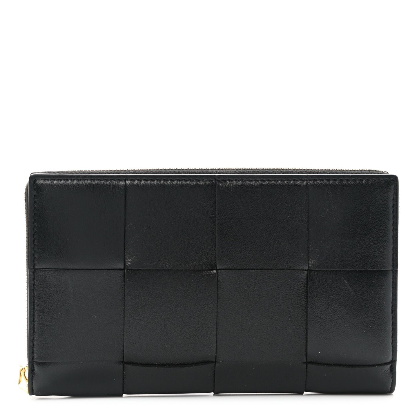 Nappa Maxi Intrecciato Zip Wallet Black