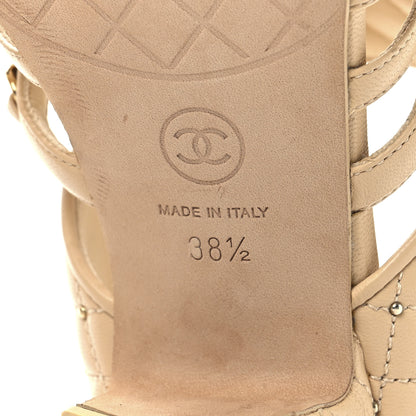 Chanel Lambskin Quilted Chain Mule Sandals 38.5 Beige 8 of 9