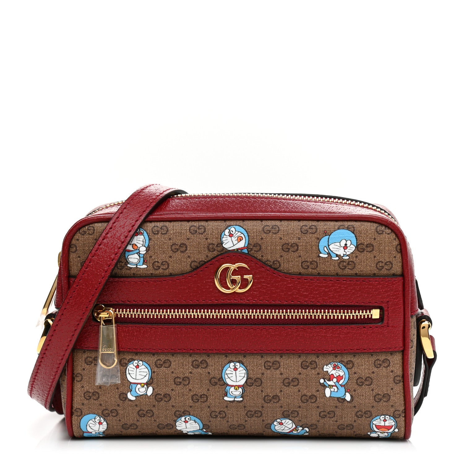 Gucci X DORAEMON Mini Vintage GG Supreme Monogram Camera Bag Beige Cherry Red 1 of 11