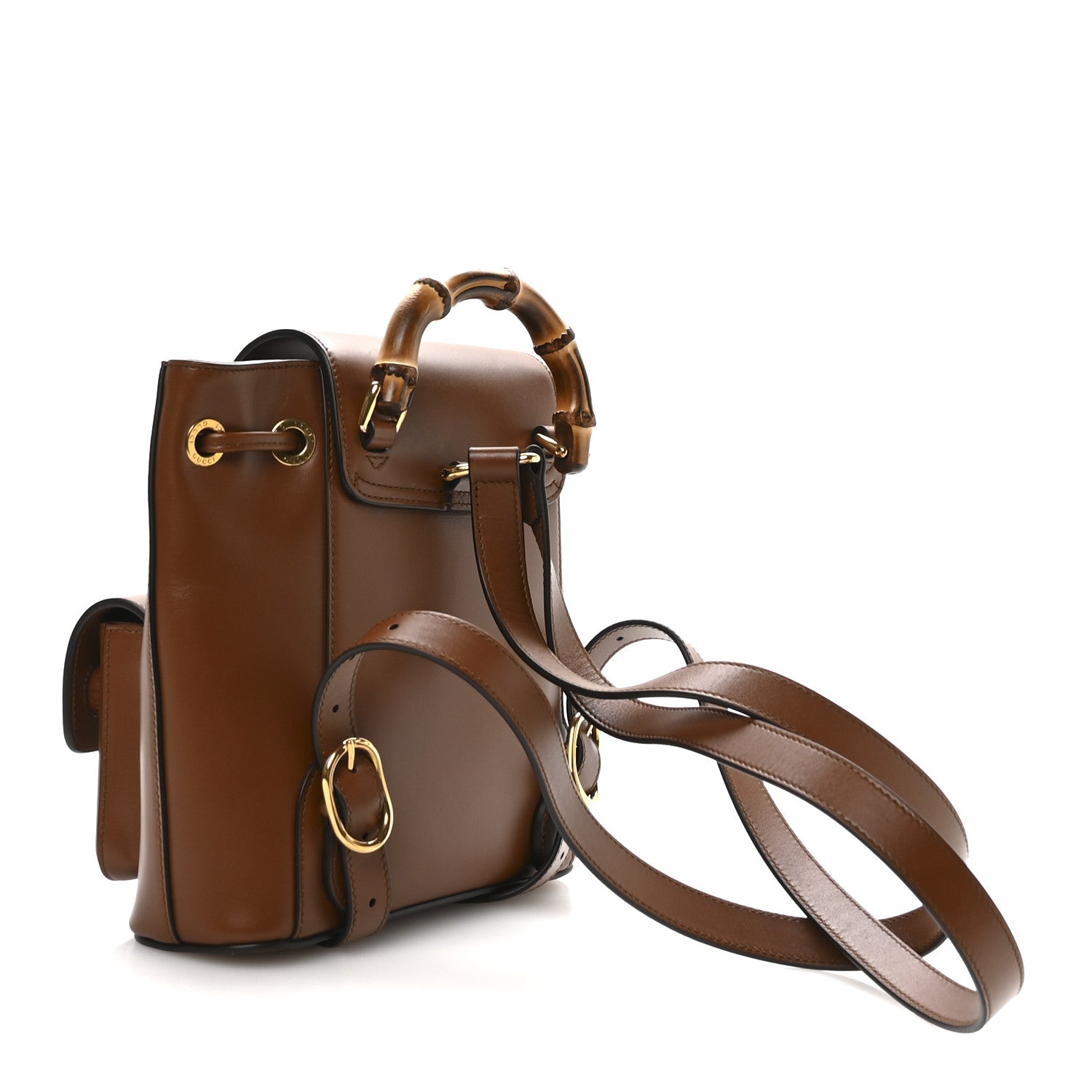 Gucci Calfskin Bamboo Backpack Cuir 3 of 10