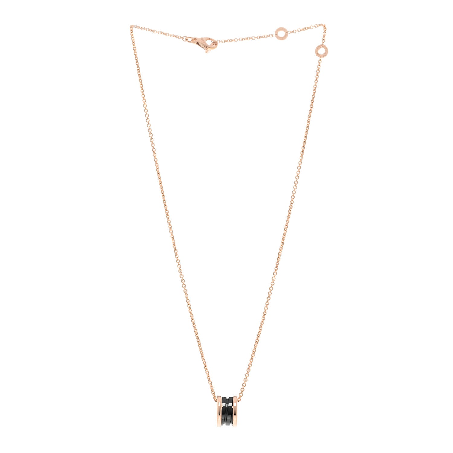 Bulgari 18K Rose Gold Black Ceramic B.Zero1 Pendant Necklace 3 of 5