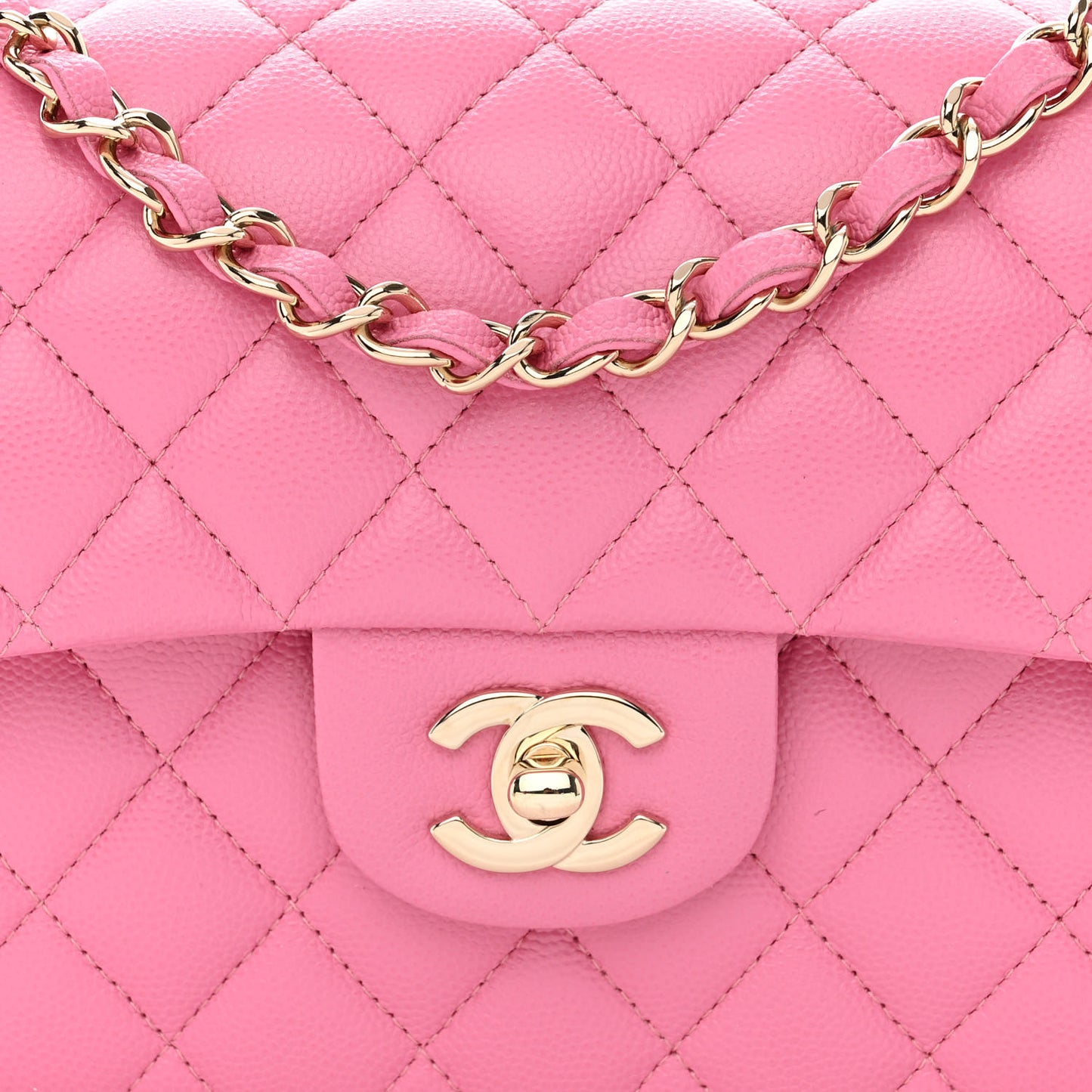 Caviar Quilted Small Double Flap Pink
