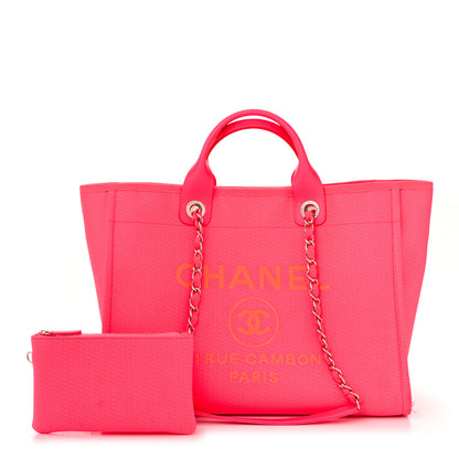 Chanel Mixed Fibers Calfskin Medium Deauville Tote Pink Orange 1 of 16