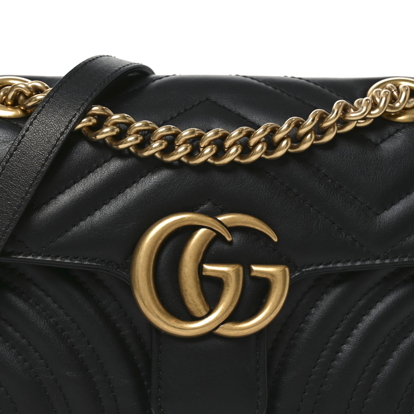 Calfskin Matelasse Mini GG Marmont Shoulder Bag Black