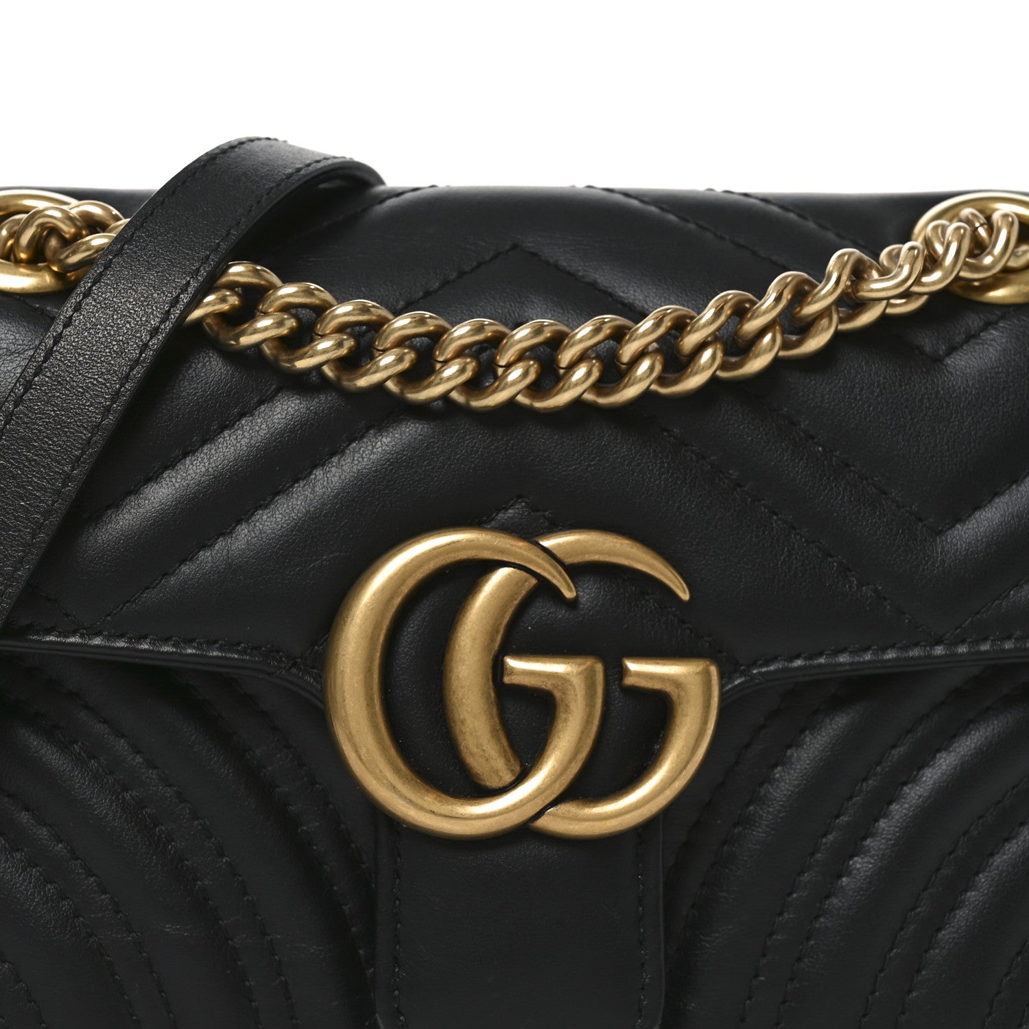 Gucci Calfskin Matelasse Mini GG Marmont Shoulder Bag Black 8 of 10