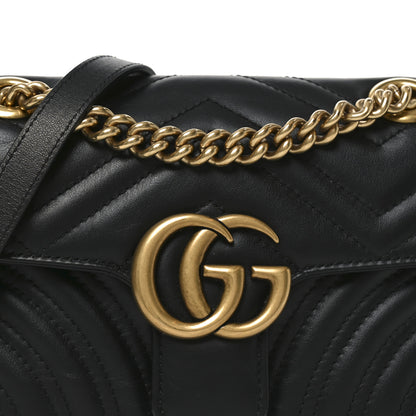Gucci Calfskin Matelasse Mini GG Marmont Shoulder Bag Black 8 of 10