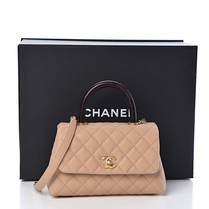 Chanel Caviar Lizard Embossed Quilted Mini Coco Handle Flap Beige 11 of 11