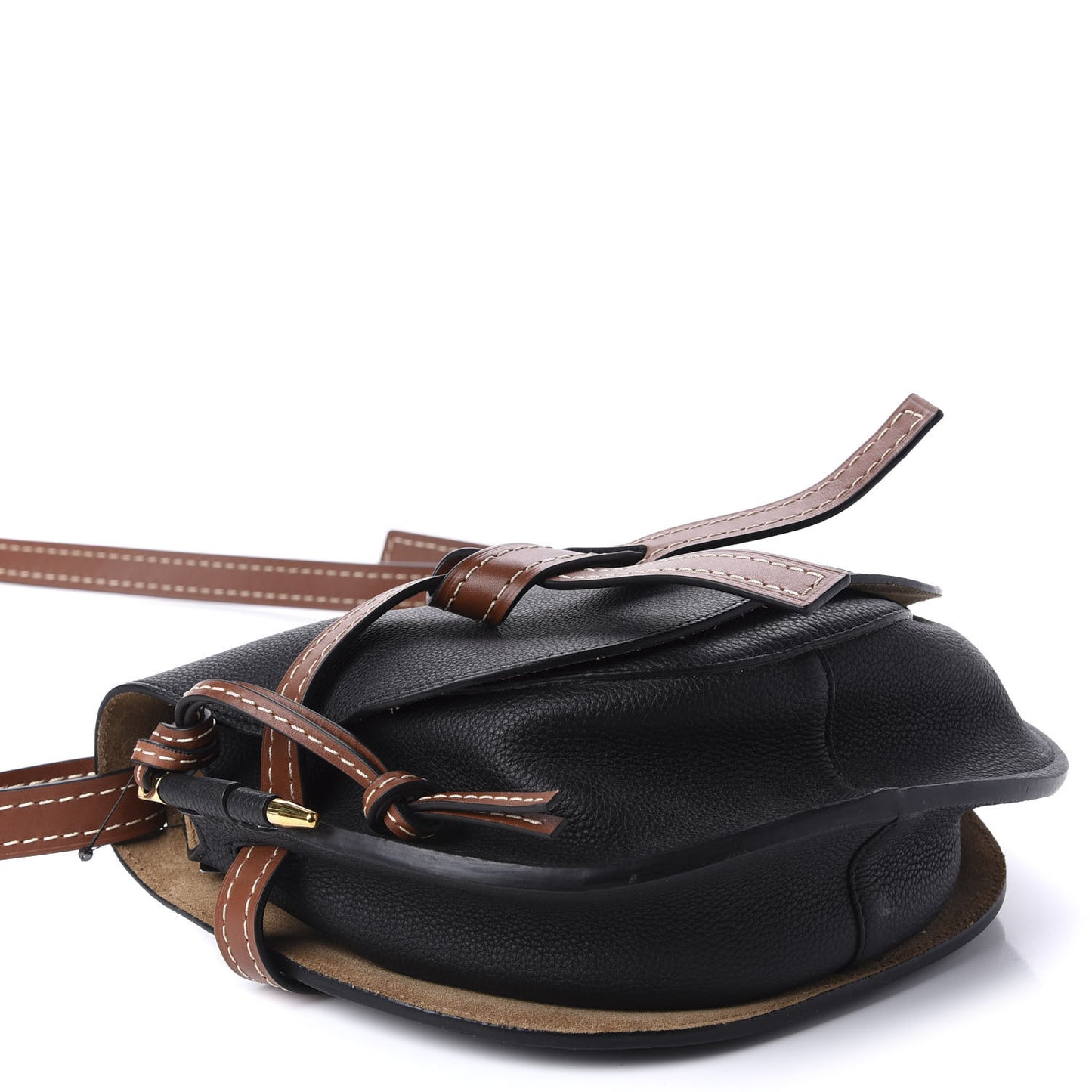 Grained Calfskin Small Gate Crossbody Bag Pecan Black