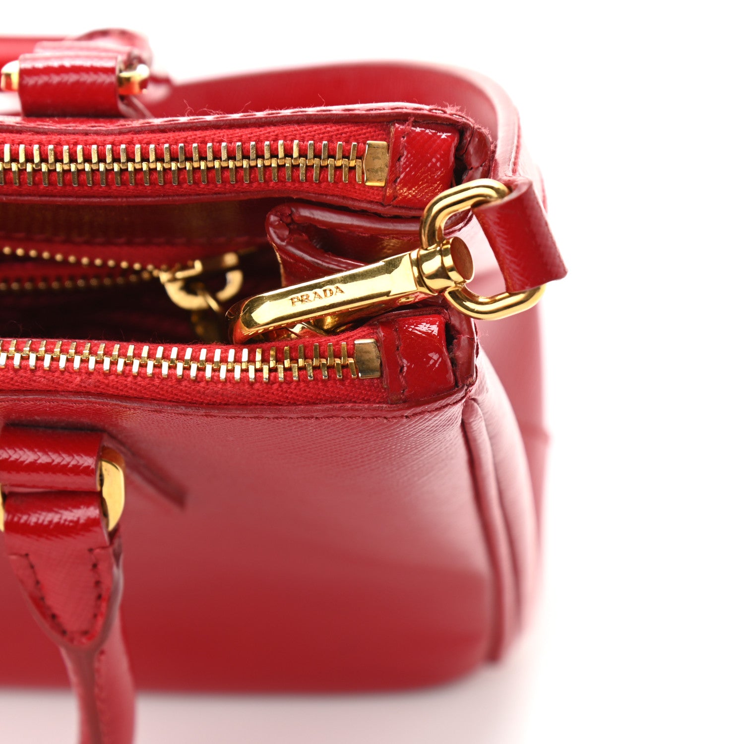 Prada Saffiano Vernice Mini Galleria Double Zip Tote Rosso 12 of 12