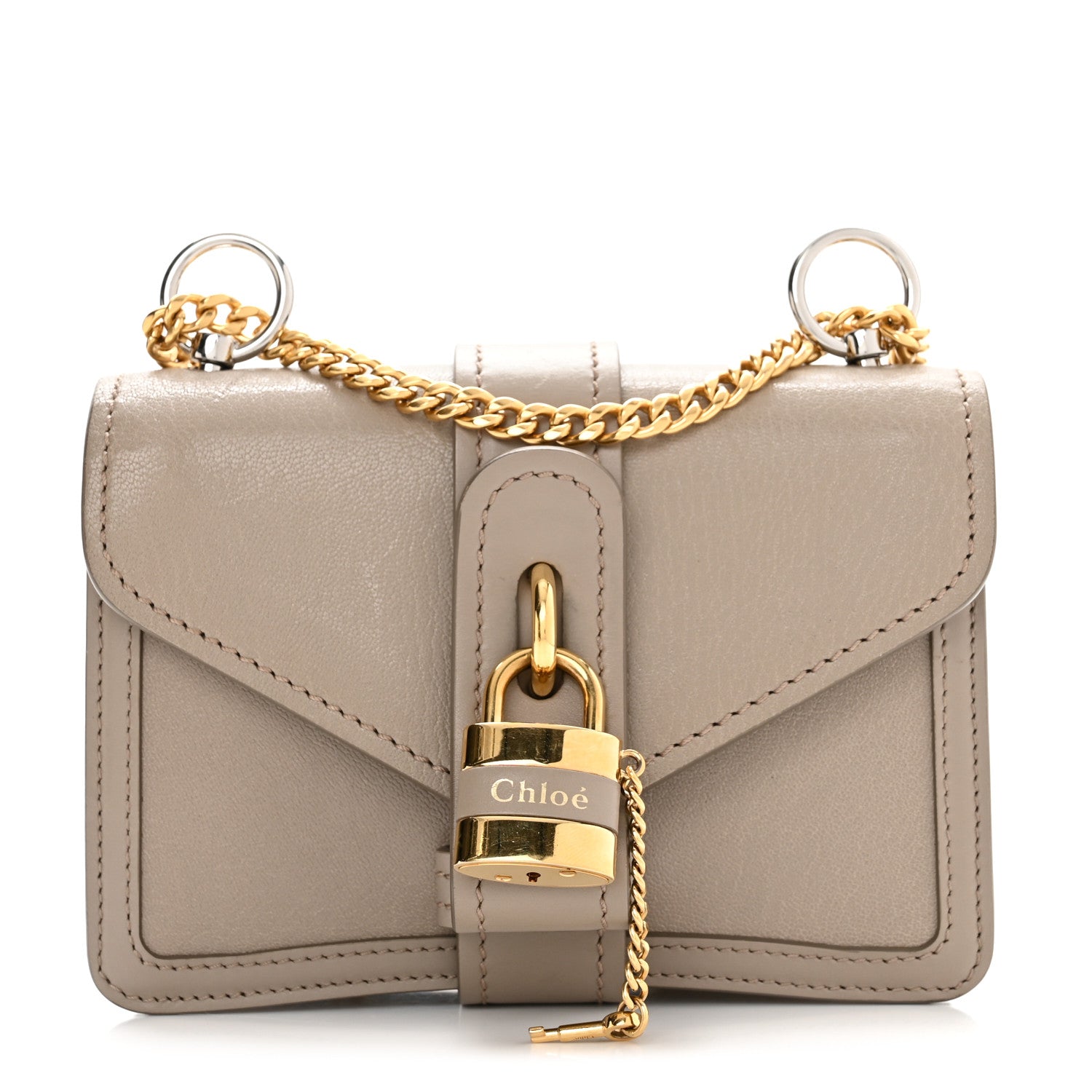 Chloe Shiny Goatskin Calfskin Mini Aby Chain Shoulder Bag Motty Grey 1 of 10