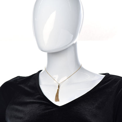 Saint Laurent Brass Monogram Tassel Necklace Gold 2 of 5