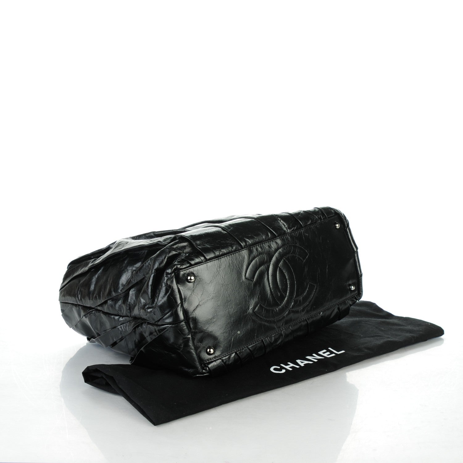 Chanel Glazed Calfskin Large Twisted Tote Black 4 of 7
