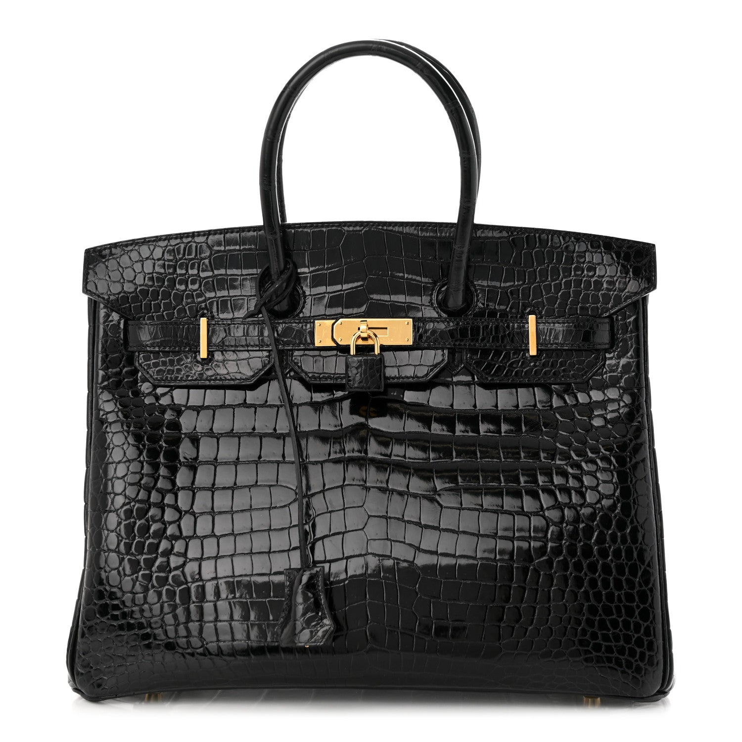 Hermes Shiny Porosus Crocodile Birkin 35 Black 1 of 11