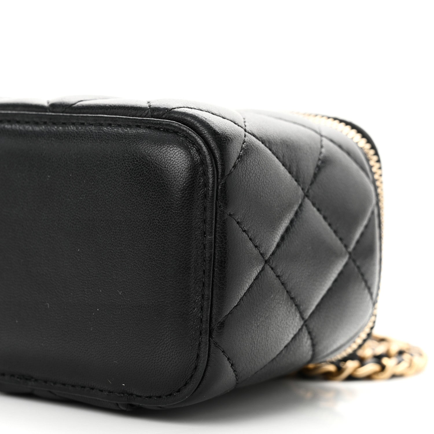 Chanel Lambskin Quilted Mini Pearl Crush Vanity Case With Chain Black 10 of 10