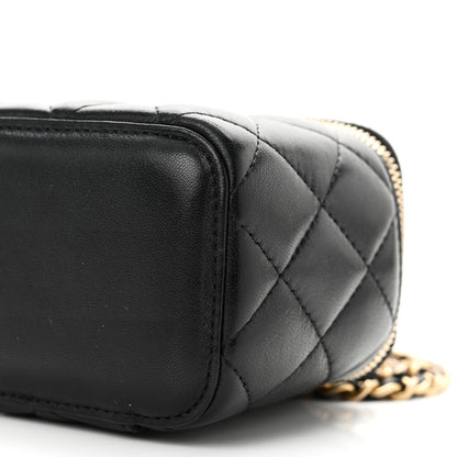 Chanel Lambskin Quilted Mini Pearl Crush Vanity Case With Chain Black 10 of 10
