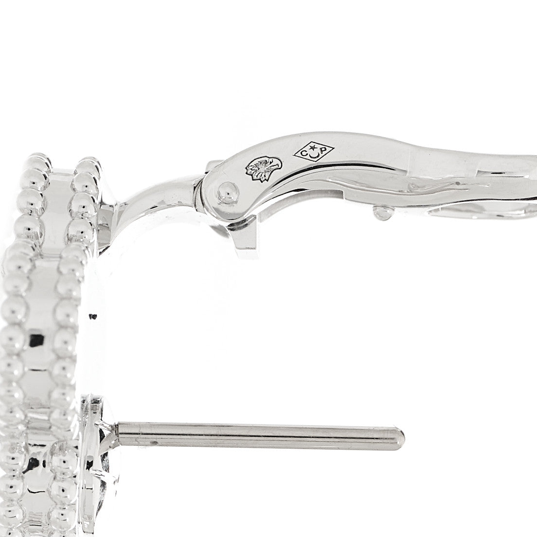 18K White Gold Guilloche Vintage Alhambra Earrings
