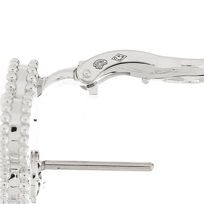 Van Cleef & Arpels 18K White Gold Guilloche Vintage Alhambra Earrings 3 of 6