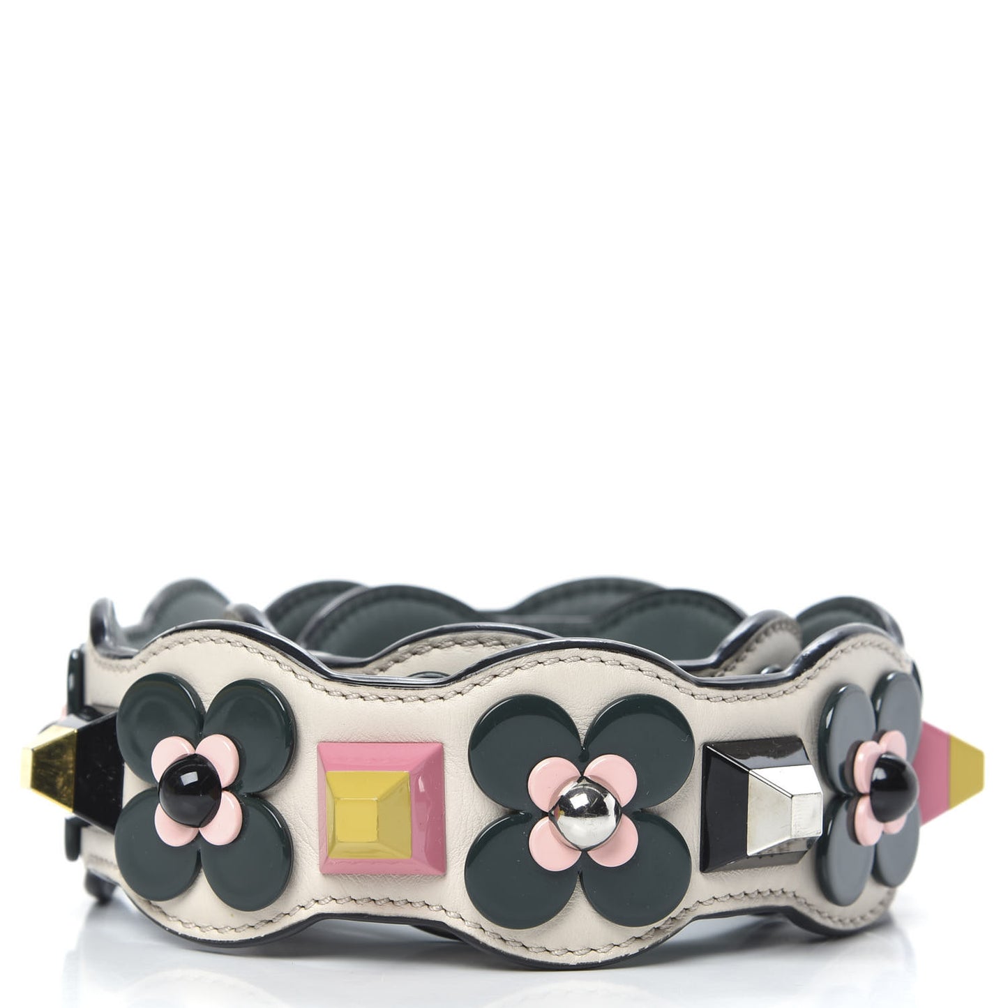 Vitello Dolce Plexiglass Flowerland Studded Strap You Camelia Multicolor