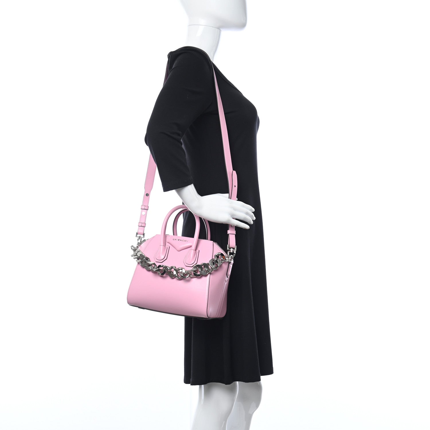 Givenchy Shiny Lord Calfskin Mini Antigona With Chain Baby Pink 2 of 9