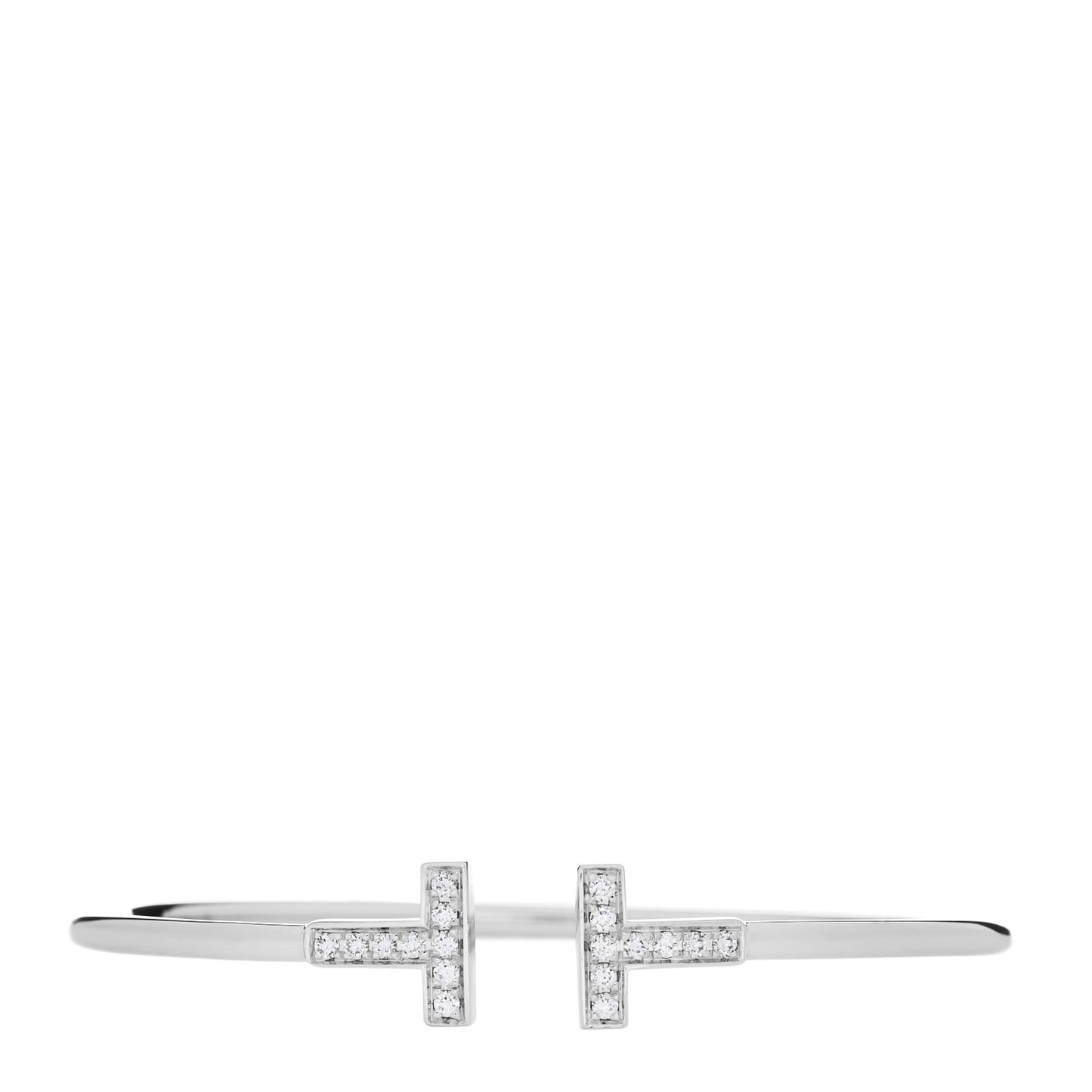 18K White Gold Diamond T Wire Bracelet