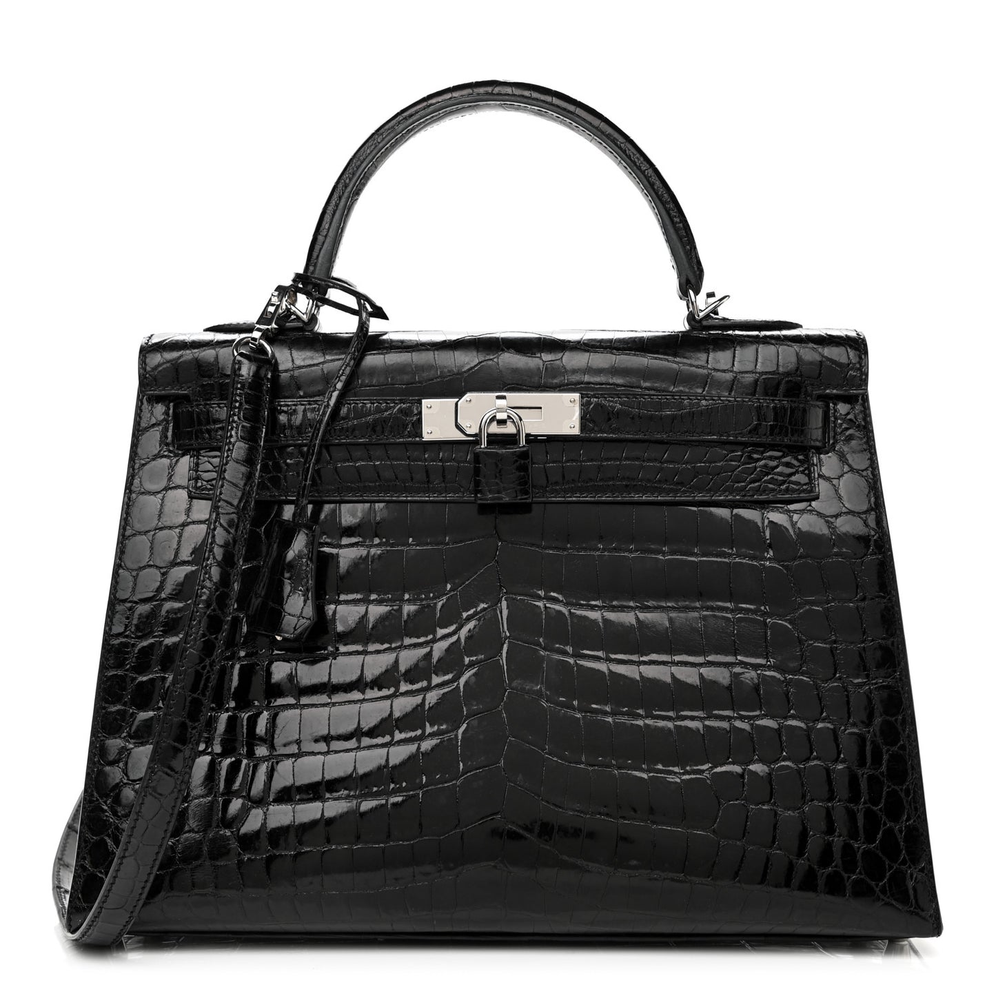 Shiny Niloticus Crocodile Kelly Sellier 32 Black